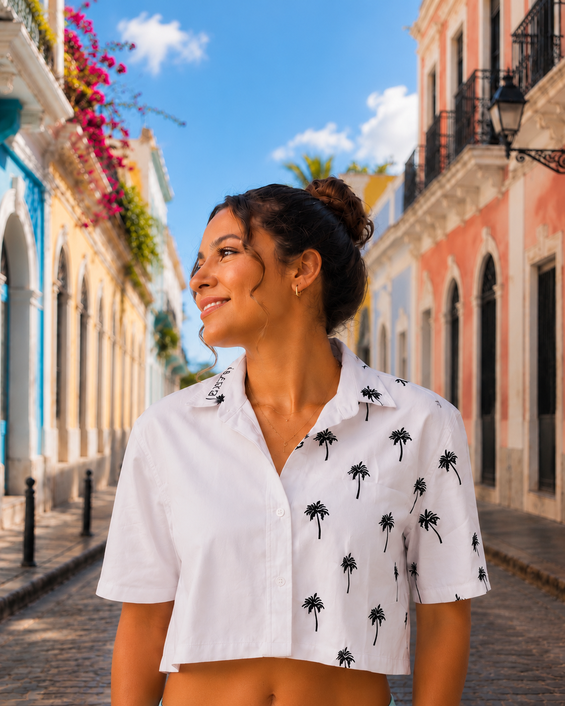 Camisa Crop Top de botones