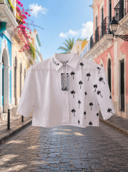 Camisa Crop Top de botones
